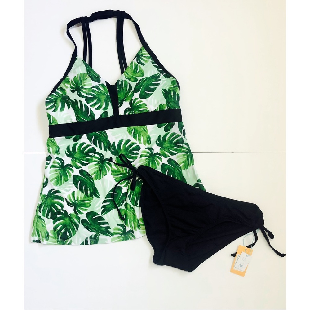 Black and Green 2 pc Medium Bathing Suit